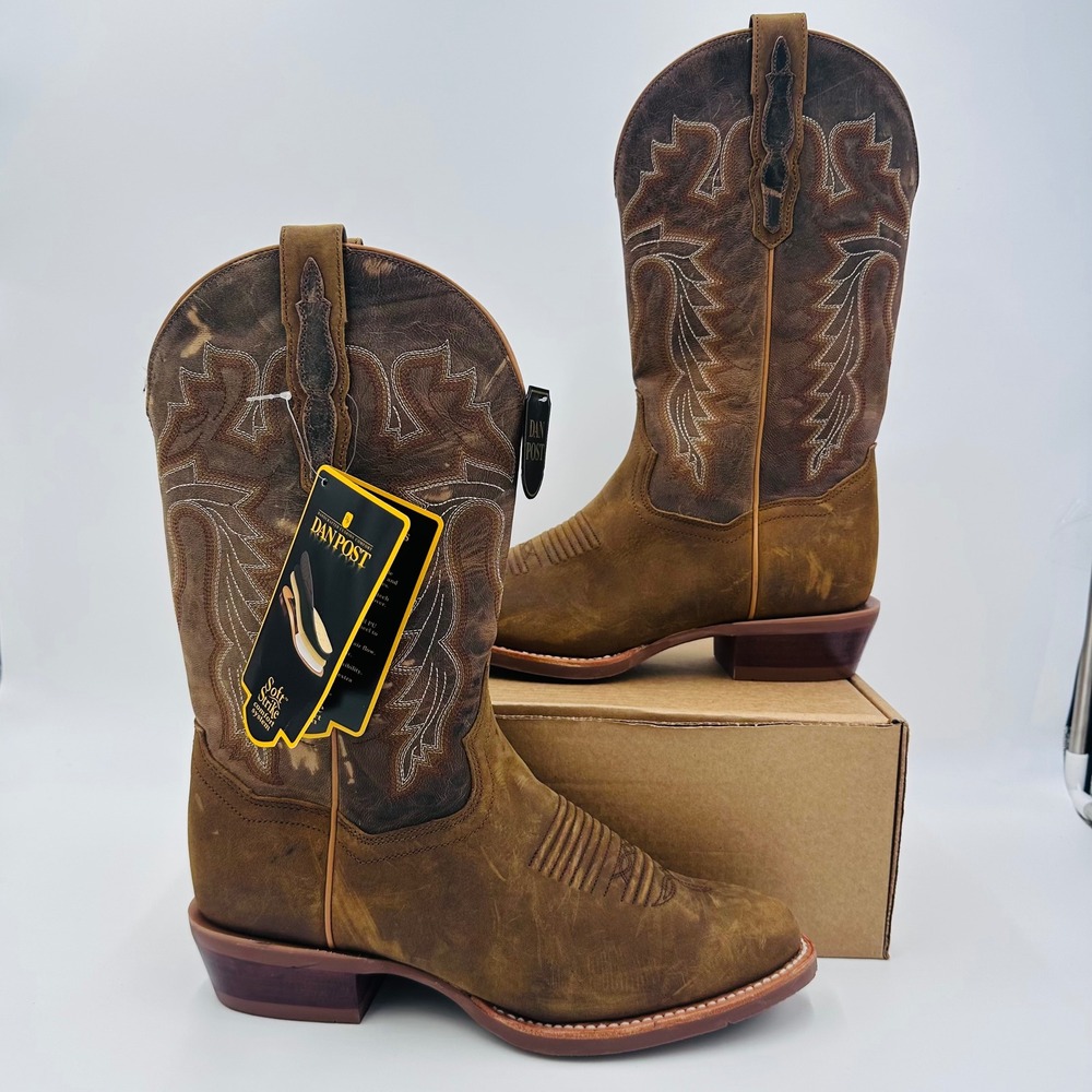 Dan Post Neely Cowboy Boots Mens 8EW Brown Kim DP7045 Western Square Toe Leather